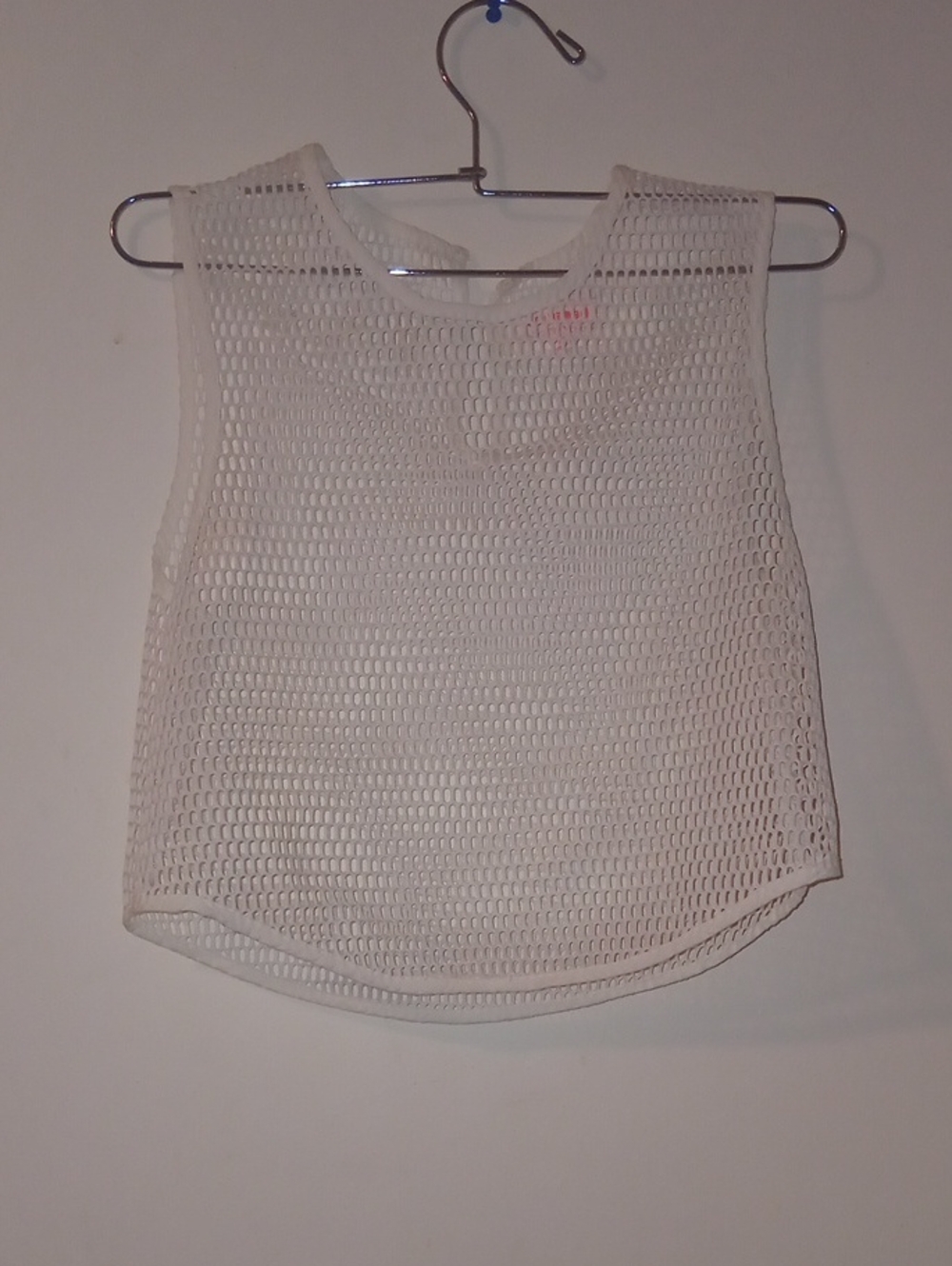 Re:named Women's White Mesh Crocket Tank Top